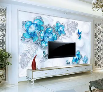 beibehang Užsakymą Tapetai Namų dekoro Freska Safyras Papuošalų, Gėlių Butterfly Šviežias 3D TV Sienos Fone 3d Tapetai