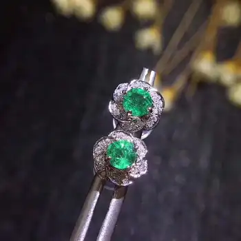 Gamtos Ir Nekilnojamojo Smaragdo auskarai klasikinis bauda Papuošalai moterims vestuvių 925 sterlingas sidabro