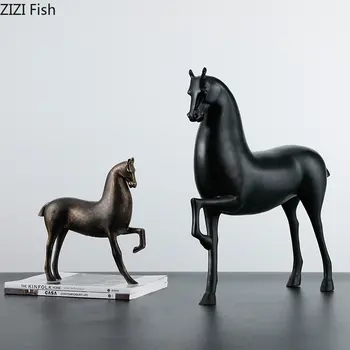 Minimalizmas Dervos Žirgas Statula Stalo Apdailos Abstraktus Kūrinys Arklio Skulptūra Kambarys Estetinės Dekoro Amatų Arklių Papuošalai