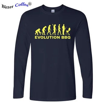 Rudenį ir Žiemą Evoliucija GRILIS Grilis marškinėliai Vyrams Retro Stilingas Homme Tee Marškinėliai ilgomis Rankovėmis Medvilnės Plius Dydžio marškinėlius