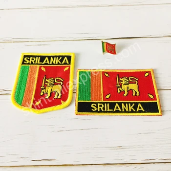 Šri Lankos Nacionalinės Vėliavos Siuvinėjimo Pleistrai Ženklelis Shield Ir Kvadrato Formos Pin Vieną Rinkinį Apie Audinio Raištį Kuprinė Apdaila